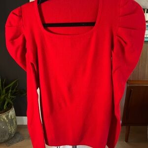 Chicwish Bold Red Women's puff sleeve sweater